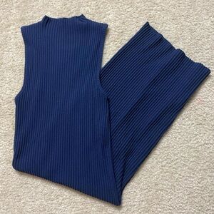 Navy blue Love Tree ribbed knit high neck dress